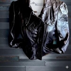 Vintage Classiques Entier Leather Jacket  Puffy Sleeves, a touch of 80s glamour